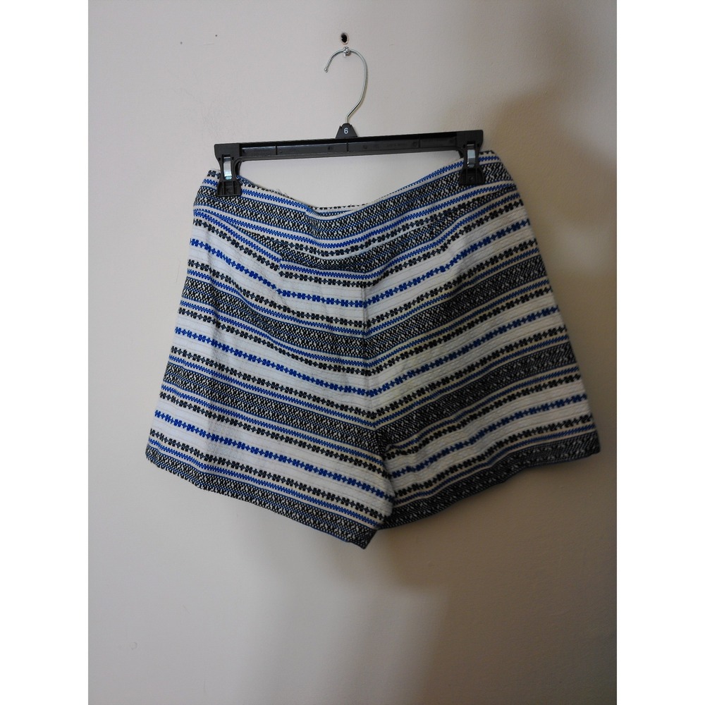 Gap Textured Woven Shorts Womens 8 Blue White Striped High Rise Nautical Preppy